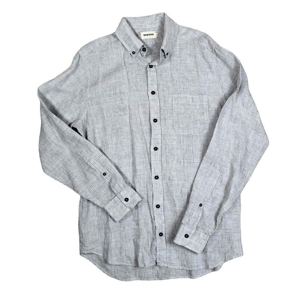 Taylor Stitch Linen Shirt Mens 42 Large Gray Button Up Long Sleeve Lightweight